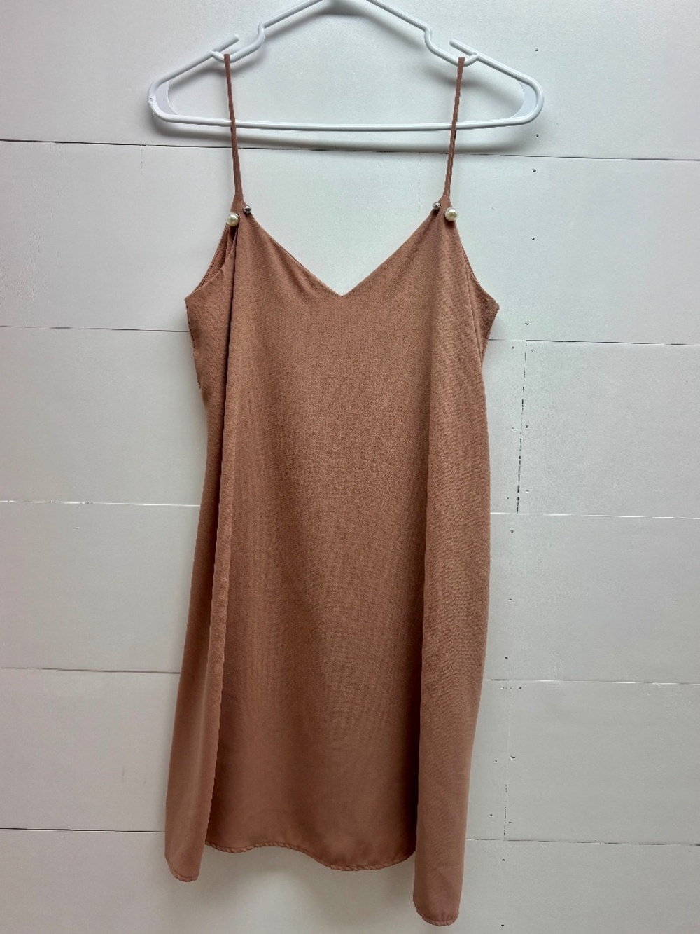 Zara Earthy Mocha Brown Spaghetti Strap A-Line Mini Dress S